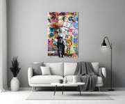 Abstract Genius Physicist Glass Art