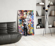 Abstract Genius Physicist Glass Art