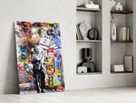 Abstract Genius Physicist Glass Art