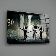 TV Heads Glass Art.