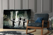 TV Heads Glass Art.