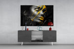 Yellow Paint Glass Art.