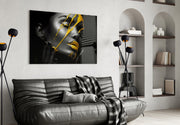 Yellow Paint Glass Art.