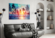 Sunset and Palms Glass Art.