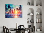 Sunset and Palms Glass Art.