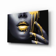 Yellow Lips Glass Wall Art.