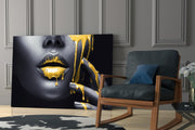 Yellow Lips Glass Wall Art.