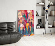 Colorful Trees Glass Wall Art.