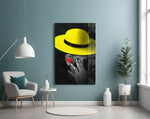 Yellow Hat Glass Wall Art.
