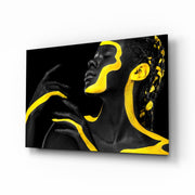 Yellow Woman Glass Wall Art.