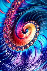 3D-Reliefgemälde – Bunte Spirale – Türkis, Violett & Magenta – Luxuriöse Wanddekoration