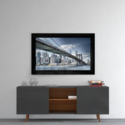 Skyline onder de Brooklyn Bridge – Glasschilderij