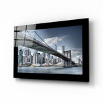 Skyline onder de Brooklyn Bridge – Glasschilderij