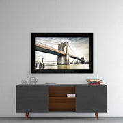 Twee Bruggen met Gedempte Skyline – Glasschilderij