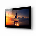 Galatatoren in Silhouet bij Zonsondergang – Glasschilderij