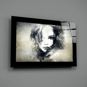 Vrouw met Aquarel- en Inktspatten – Glasschilderij