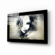 Vrouw met Aquarel- en Inktspatten – Glasschilderij