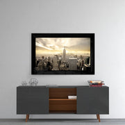 New York Skyline in Sepiatinten – Glasschilderij