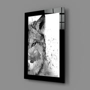 Wolvenportret met Inktspatten – Glasschilderij