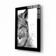 Wolvenportret met Inktspatten – Glasschilderij