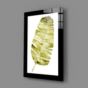 Olijfgroen Palmenblad in Aquarelstijl – Glasschilderij