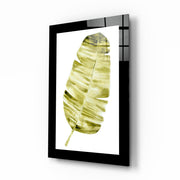 Olijfgroen Palmenblad in Aquarelstijl – Glasschilderij