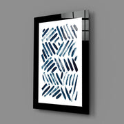 Blauwe Lijnen – Glasschilderij