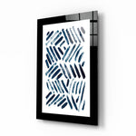 Blauwe Lijnen – Glasschilderij