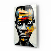 Gele Paper Strip collage portret – Glasschilderij