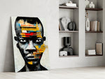 Gele Paper Strip collage portret – Glasschilderij