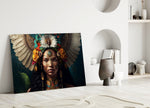 Witte Wings Daisy kroon vrouw – Glasschilderij