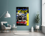 Gele graffiti boksen Duo popart – Glasschilderij