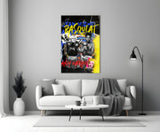 Gele graffiti boksen Duo popart – Glasschilderij