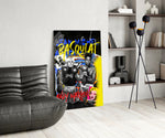 Gele graffiti boksen Duo popart – Glasschilderij