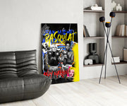 Gele graffiti boksen Duo popart – Glasschilderij