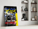 Gele graffiti boksen Duo popart – Glasschilderij