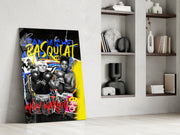 Gele graffiti boksen Duo popart – Glasschilderij