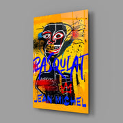 Gele Tribal masker graffiti – Glasschilderij