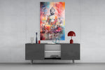 Watercolor spat Meditating Boeddha – Glasschilderij