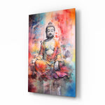 Watercolor spat Meditating Boeddha – Glasschilderij