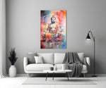 Watercolor spat Meditating Boeddha – Glasschilderij
