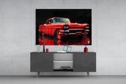 Vintage rode Coupe Glitch – Glasschilderij