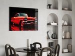 Vintage rode Coupe Glitch – Glasschilderij