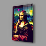 Levendige popart landschap Mona Lisa – Glasschilderij