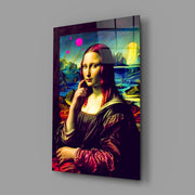Levendige popart landschap Mona Lisa – Glasschilderij