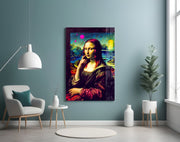 Levendige popart landschap Mona Lisa – Glasschilderij