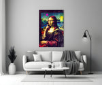 Levendige popart landschap Mona Lisa – Glasschilderij