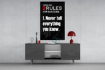 Two Rules voor Success zwarte typografie – Glasschilderij