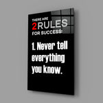 Two Rules voor Success zwarte typografie – Glasschilderij