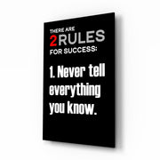 Two Rules voor Success zwarte typografie – Glasschilderij